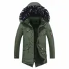 winter New Mens Jackets Warm Fleece Lined Hooded Fur Collar Parkas Coat Male Fi Windproof Thick Cott Men Clothing T8wc#