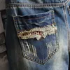 2024 Été Nouveaux hommes Denim Shorts Vintage Ripped Jeans courts Streetwear Hole Male Marque Vêtements S89q #