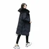 2021 inverno para baixo jaqueta feminina meados de comprimento coreano versi solto casaco de cor sólida com grande gola de pele com capuz acolchoado outerwear t4XK #