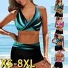 Maillots de bain pour femmes 2022 Nouvelles femmes Mode Taille haute Impression abstraite Maillots de bain Maillot de bain Lâche Maillot de bain Deux pièces Ensemble Beachwear Sexy Bikini T240328