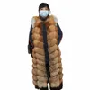 inverno Red Fox Fur Vest femminile reale estesa Lg Donne Red Fox Fur Gilet Natural Fox Fur Gilet Lg libera la nave f1yN #
