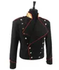 rare MJ Michael Jacks Red & Black Military England Style Informal Cool Jacket Outerwear h9fX#