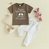 Clothing Sets Toddler Baby Boy Easter Outfit Short Sleeve Crewneck Letters Print Sweatshirt Pants 2PCS Infant Summer