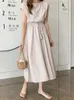 10 färger S-2XL Summer Women Dress Maxi Evening Female Vintage Dress Overize Short Sleeve Beach Dresses Robe Vestido Cotton 240313