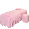 Sängkläder sätter 4st Plaid Beauty Salon Massage Spa Relax Bed Sheets Bedskirt Pallcover Pillowcase Däcke Summer Quilt Cover
