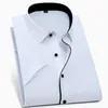 Plus Size 8XL 7XL 6XLSummer Homens Camisa de Manga Curta Fi Sarja Sólida Planície Camisas Masculinas Formal Busin Camisa Masculina Branca c3zO #