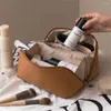 Storage Bags Women Cosmetic Bag Plaid Toiletries Travel PU Leather Portable Waterproof Organizer Makeup Box