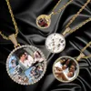 Hip Hop Bijoux Bling CZ Memorial Cadres Photo Collier Personnalisé Photo Personnalisation 26/35/45/68.5MM Pendentif Médaille Circulaire 240328