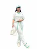 2023 FI Casual Knitwear Wide Leg Pants Two Piece Set Women Lapel LG Sleeve Pullover Top and Pants Loose Tracksuit Outfit H75M#