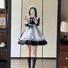 Noblesse britannique Noir Blanc Rétro Maid Outfit Anime Lg Dr Hommes Femmes Court Maid Lolita Dr Serviteur Serveur Cosplay Costume W70g #