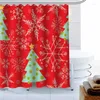シャワーカーテンクリスマススノーフレークパターンカーテンチャイルドギフト防水バスポリエステルファブリックフックバスルームの装飾