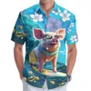 Butt Up Beach Camisa dos homens 3D Impressão Digital Padrão de Frango Surf Camisa Havaiana Para Homens Casual Manga Curta Camisas Plus Size U0JZ #