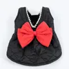 Dog Apparel Red Bow Cotton Dress For Pets Cat And Clothes Teddy Bear Coat Autumn Winter