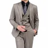 Vestes + gilet + pantalon en tissu de laine pour hommes Costumes de busin de haute qualité / Mariage de mariage Slim Fit pour hommes Dr Tuxedo décontracté pour hommes X3fj #