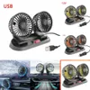 Uppgradera bärbar kylning 12V 24V USB Mini Dual Head Justerbar Auto Electric Fan Cooler Universal Car Accessories