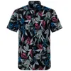 Summer Hawaii Mens Shirts Fr Leaf Printed Short Sleeve Top Lapel Single Breasted Summer Digital Loose Blouse Street Male Tee 16C5#