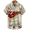 Летние забавные гавайские рубашки с 3D принтом, рождественские повседневные мужские и женские пляжные блузки с короткими рукавами Fi, мужская Vocati с лацканами Camisa X6rM #