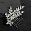 Hair Clips Barrettes Shiny Rhinestone Combs For Bride Jewelry Glossy Crystal Leaf Hairpins Side Women Girls Party Headpiece Drop Deliv Otecy