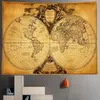 Tapissries Retro World Nautical Map Home Art Tapestry Hippie Bohemian Decorative Bed Sheet Bakgrund Väggsoffa filt