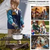 Cookware Sets 7Pcs Camping Set With Pots Frying Pan Plate Cutter Fork And Spoon Stainless Steel Cutlery Cooking Kit