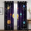 3D Print Cartoon Space Galaxy Star Pattern Thin SemiShading Window Curtain for Kid Childern Boy Bedroom Living Room Home Hook 240321