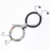 Perlé 2Pcs / Set Distance Magnétique Perle Bracelet Couple Amoureux De Coeur Minimaliste Correspondant Bracelets D'amitié Pour Les Femmes Drop Dhgarden Dhidu