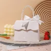 10/20Pcs Fresh Pearl Bag Candy Box With Handle Wedding Sweet Favor Gift Packaging Box With Butterfly Bow Birthday Party Supplies 240322