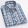 Vår sommar 100% ren Cott Man 'skjorta LG Sleeve Plaid Cool Checkered Shirts Men Busin Casual With Pocket Leisure K6by#