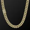 KRKC grossisthiphop smycken 12mm 14k guldpläterad 5a cz diamantarmband isad ut kubansk länkkedjan halsbandshänskedjor