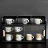 Kitchen Storage Household Desktop Layered Cup Holder Dust-proof Cabinets Rack Water Box Glass Organizer