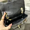 Womens Designer Camellia Rhinestone Classic Flap CF Shoulder Bags Gold Metal Hardware Matelasse Chain Crossbody Handbag Turn Lock Vanity Outdoor Trends Purse 25cm