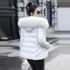 2023 inverno nova jaqueta feminina grande pele com capuz grosso para baixo parkas casaco feminino fino quente outwear u5XX #