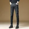 Marque Vêtements Hiver Polaire Chaud Skinny Jeans Hommes Cott Noir Denim Pantalon Classiques Épais Flocage Pantalon Mâle Streetwear 88cC #