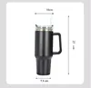 Vattenflaskor 40 oz stor kapacitetsvatten för män och kvinnor kaffesolering kopp bil rostfritt stål med handtag halmflaska