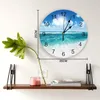Horloges murales Sunshine Beach Sea Wave 3D Horloge Design moderne Ferme Décor Cuisine Vintage PVC Rond Salon Décoration