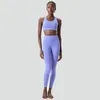 Ensembles actifs Femmes deux pièces Fitness Yoga ensemble couleur unie Super Stretch costume de gymnastique respirant séchage rapide course vêtements de sport vêtements d'entraînement