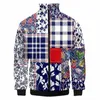 Fi Homens Estilo Luxo Azul PatternJacket Moletons Casuais Streetwear Homem Solto Pulôver Harajuku Impresso Casaco Com Capuz Masculino X7cD #