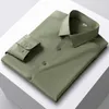 men's Shirt Spring/summer Lg Sleeved Smooth Comfortable Elastic Wrinkle Resistant Solid Color Luxury Busin Banquet Formal N3Pw#