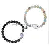 Con cuentas 2 unids / set Pulsera de cuentas de distancia magnética Pareja Amantes del corazón minimalista Pulseras de amistad a juego para mujeres Drop Dhgarden Dhat3