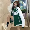 American style fashion sports wind baseball Womens Clothing spring and autumn Preppy Style jacket loosefitting printed 240319