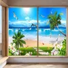 ملصقات نافذة ديكور Windows فيلم خصوصية جميلة مشهد ملون الزجاج لا غراء ثابتة ثابت