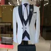 2023 3 pièces Costumes de mariage pour hommes Blazer Ensembles Fi Designs Blanc Busin Veste Gilet Bleu Royal Pantalon Dr Tuxedo u5KF #