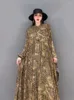 Sukienki swobodne Xitao Vintage szyfonowy Sukienka drukowana luźna moda przyczynowa prostota kołnierza o szyku pullover splicing duże kury kobiety wmd5119