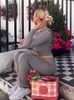 Tossy Knit Fi 2 Piece-Set Calças Hoodie Treino Mulheres Crop Top Malhas E Calças Femininas Define Calças Femininas Outfits Z1vr #