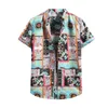 メンズハワイアンビーチシャツ3Dプリント夏の半袖カジュアルラペルスタイルトップレトロ輸入布FIフローラルM6GM＃
