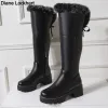 Boots Women Snow Boots Warm Fur Plush Casual Waterproof Winter Shoes Ladies Wedge Knee High Boots Girls Black White Long Boost 43