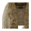 Kvinnors tröjor Vinter Kvinnor Cardigan Loose Sweater Faux Päls krage Batwing Sleeve Sticke Jackor Coats Casual Asian Size Drop Delivery Dhuc4