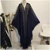 Ethnic Clothing Siskakia Rhinestone Pearl Bat Sleeve Abaya Dress Outsize New Islamic Dubai Arabian Muslim Dressing Gowns Eid Outfits Dh2Nz