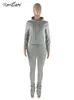 Ktturi Fall Outfits Tracksuit 2つの2つのピース女性用LGスリーブブラックパーカーカジュアルピンクのソリッドフレアパンツマッチセットO3p3＃