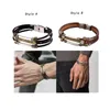 Bracelets porte-bonheur cadeaux pour hommes Bracelet en cuir cadeau d'anniversaire marron bijoux de fête des pères petit ami mari papa frère fils